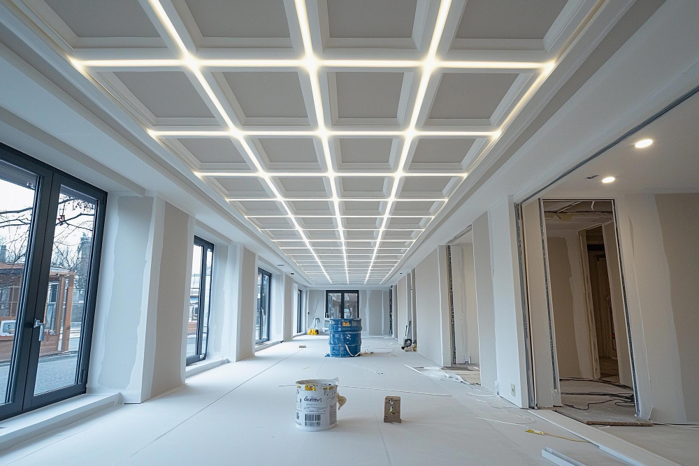 Réalisation d’un faux plafond décoratif en placo avec éclairage